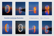 Futuristic Landscape Illustration, a Decorative Illustration by Housui Patterns (Thumbnail 2 of 9)