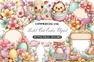 Pastel Cute Easter Clipart, an Illustration by Black Bird Studio