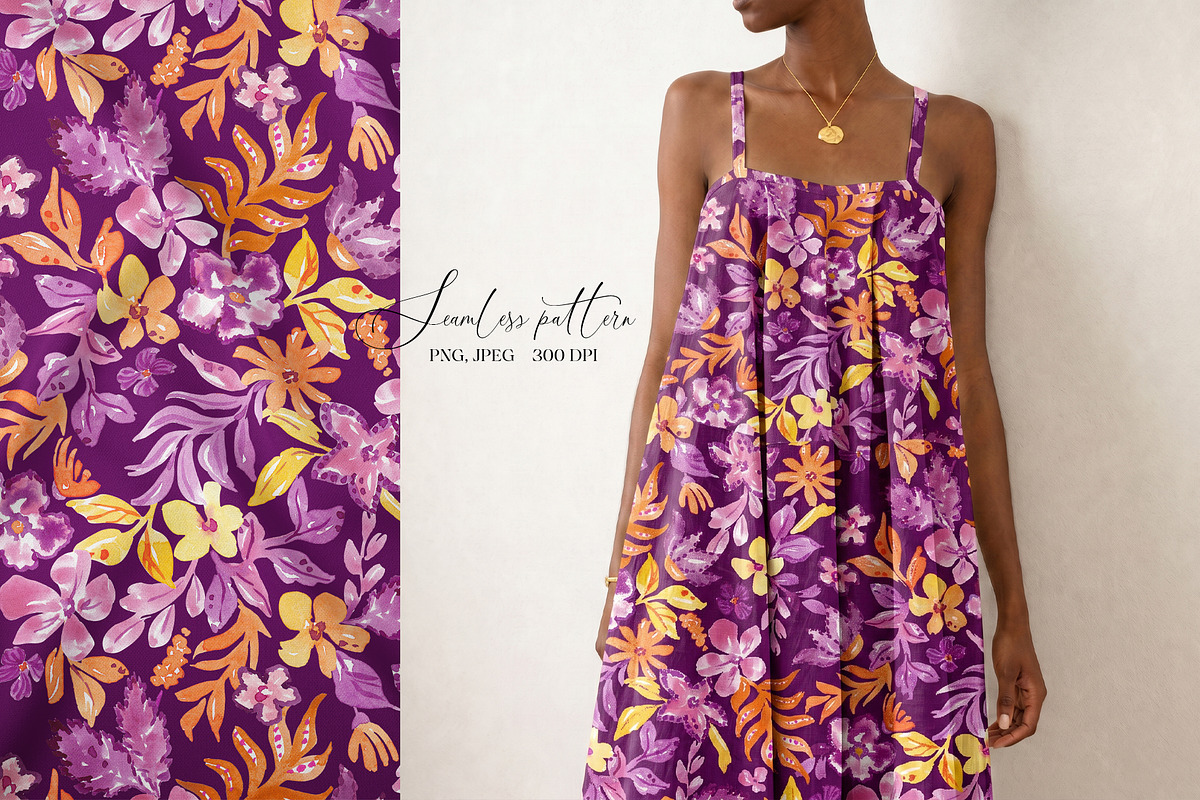 Purple Floral Seamless Pattern, a Pattern Graphic by SirenaArt (Photo 9 of 15)