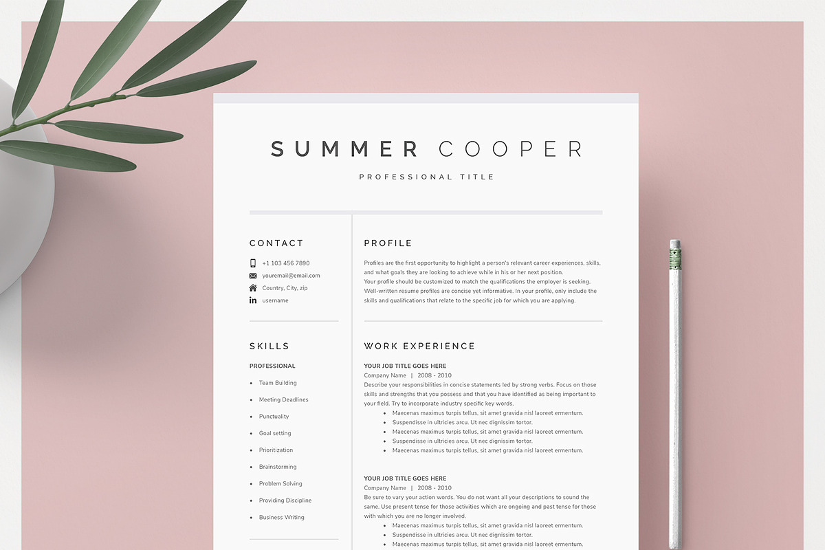 Resume Template Kit, a Resume Template by DemeDesign (Photo 1 of 6)