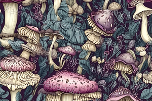 Seamless Patterns Magic Mushrooms