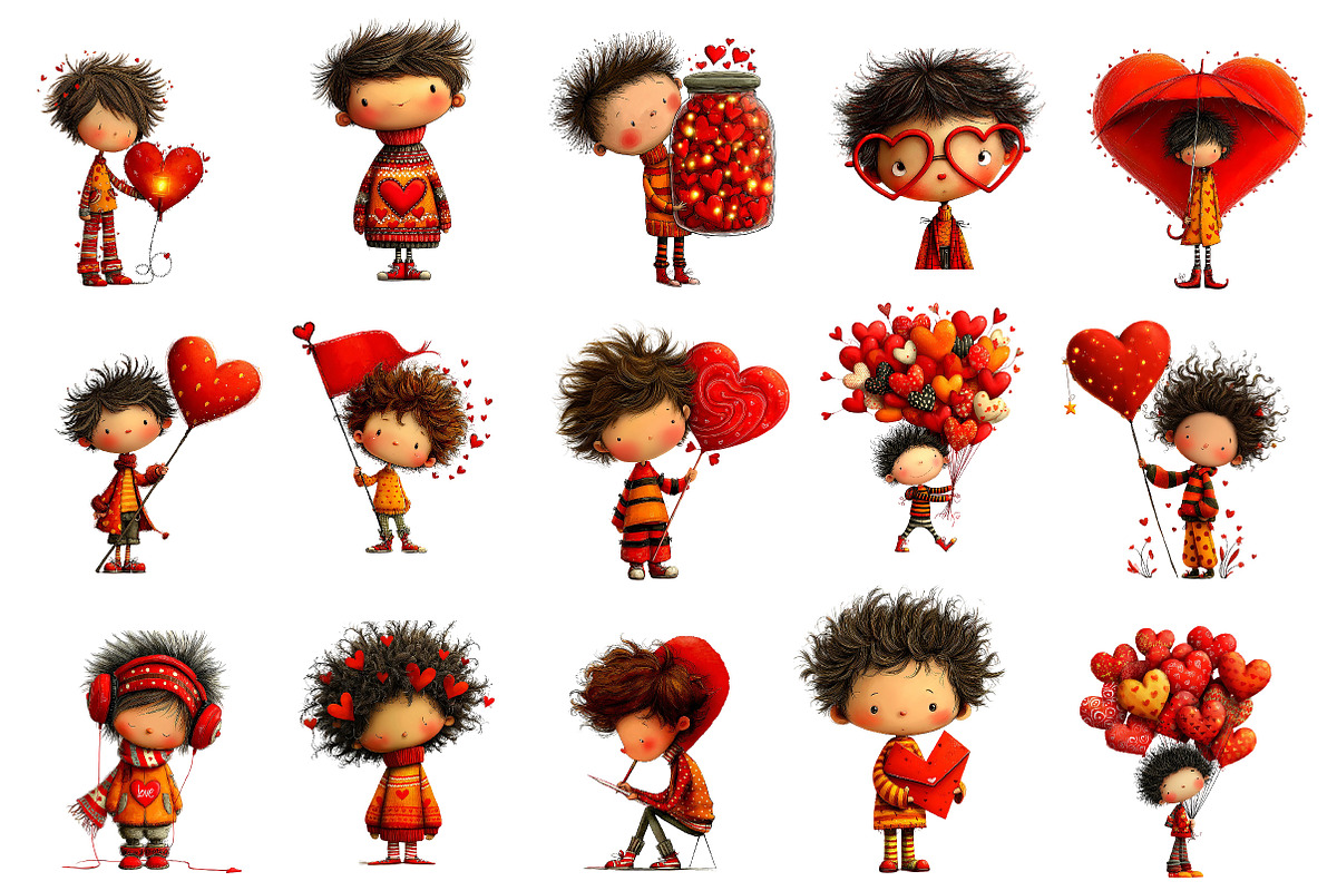 Whimsical Valentine Boy Clipart, an Illustration by Dream Creation (Photo 2 of 4)
