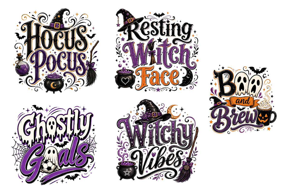 Halloween Quotes PNG Bundle, a Seasonal Illustration by CreationArt (Photo 3 of 3)