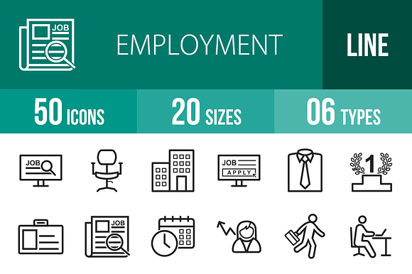 50 Employment Line Icons