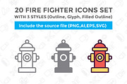 20 FireFighter Icon With 3 Styles, a Duotone Icon by Rudez Studio (Thumbnail 1 of 4)