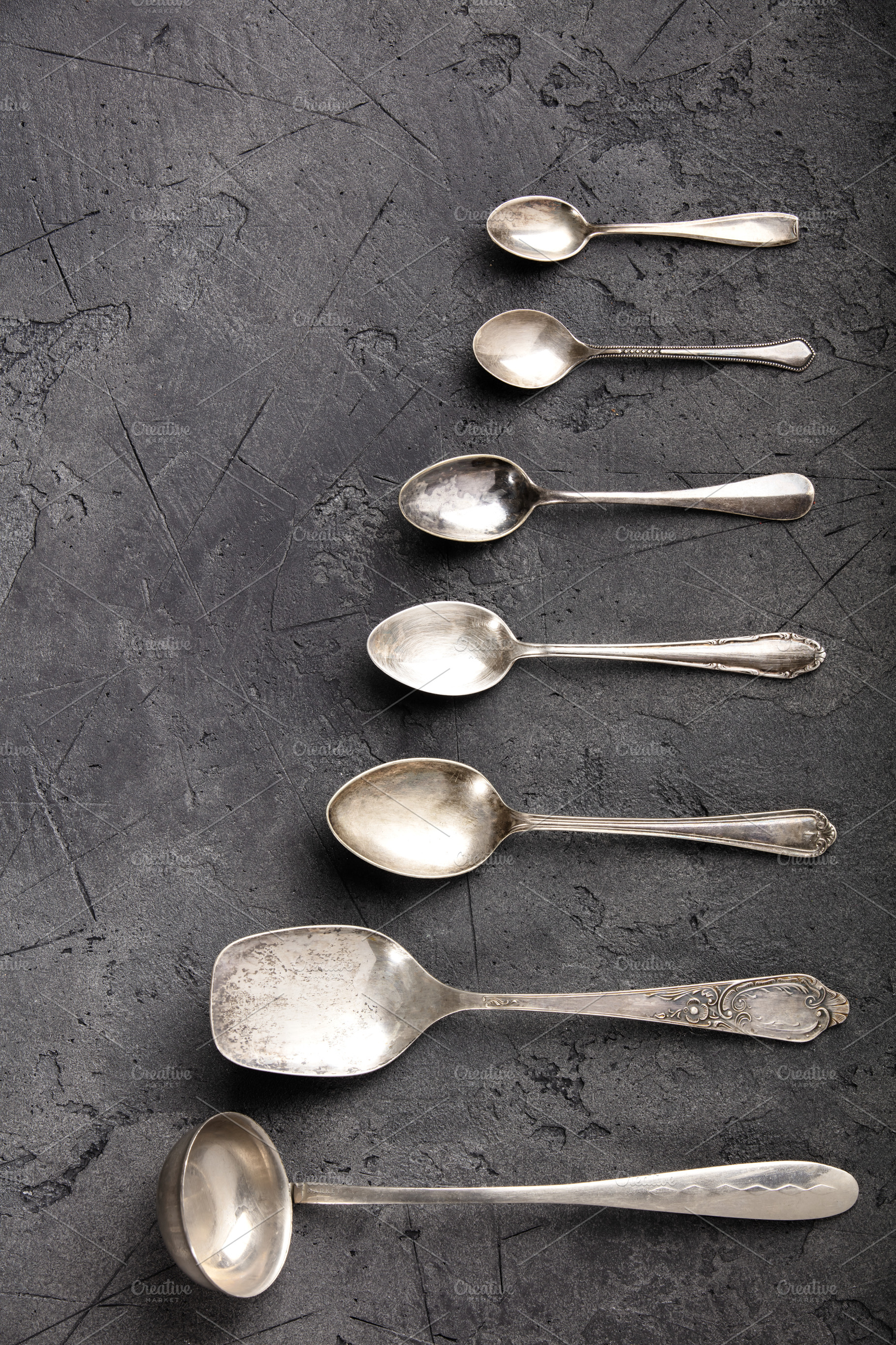 Rustic Culinary Flat-Lay Collection with Vintage Silverware, Spi, a Food & Drink Photo by Natalia Klenova's Shop
