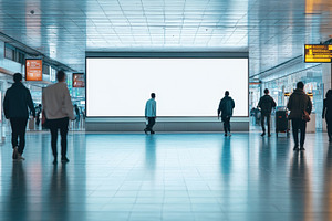 Crowded airport, blank screen, a Photo by Beautiful things