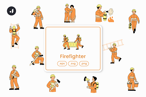 Firefighter Illustration, an Object Graphic by Jump Studio