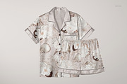 Silk Short-sleeve Pyjama Mockup Set, a Bottom Mockup by creatsy5 (Thumbnail 5 of 12)
