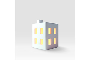 3d white house building isolated., an Object Illustration by Abscent