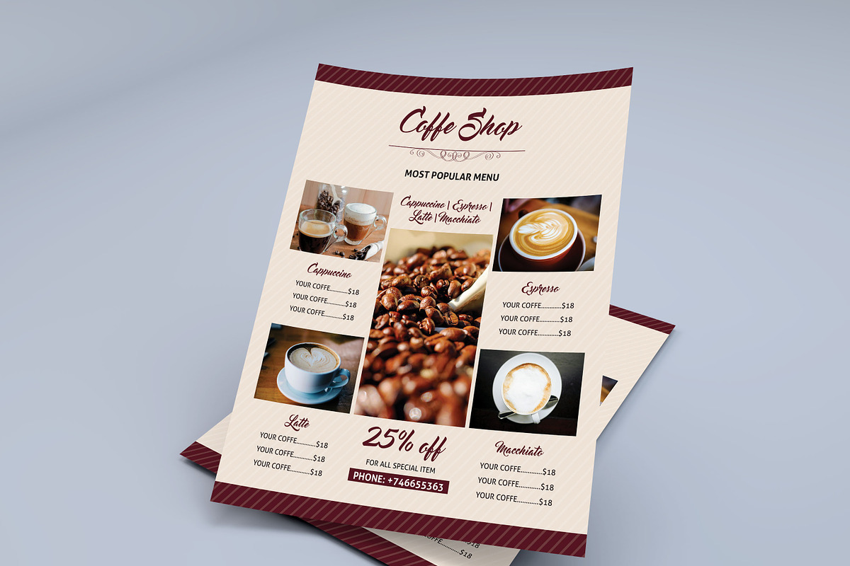 Coffee Shop Flyer Template, a Flyer Template by retrographix (Photo 4 of 5)