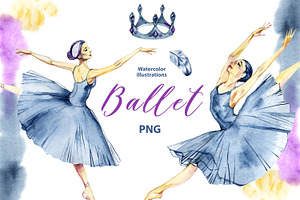 Watercolor ballet clipart set