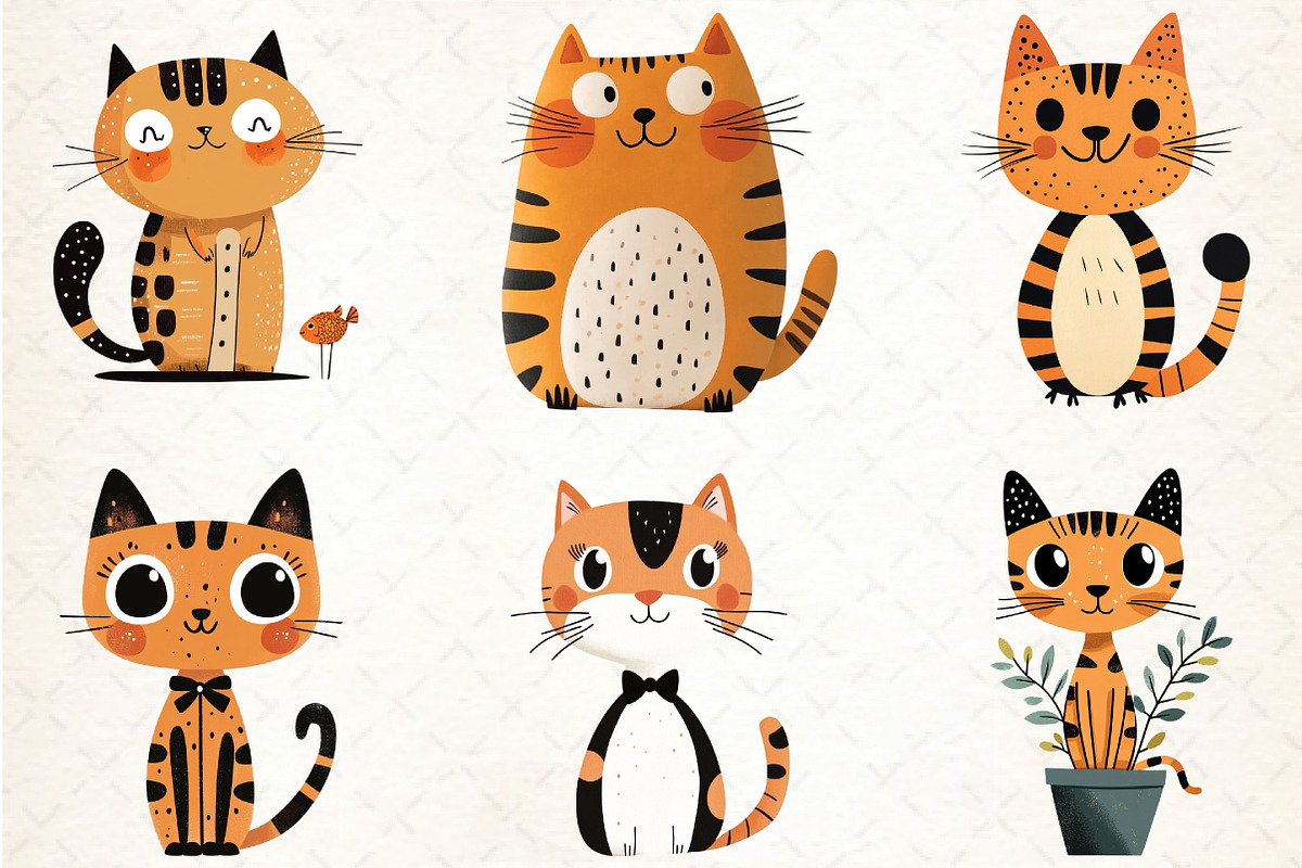 Quirky Cats Hand-drawn Clipart, an Illustration by DreamCafeArt (Photo 6 of 8)