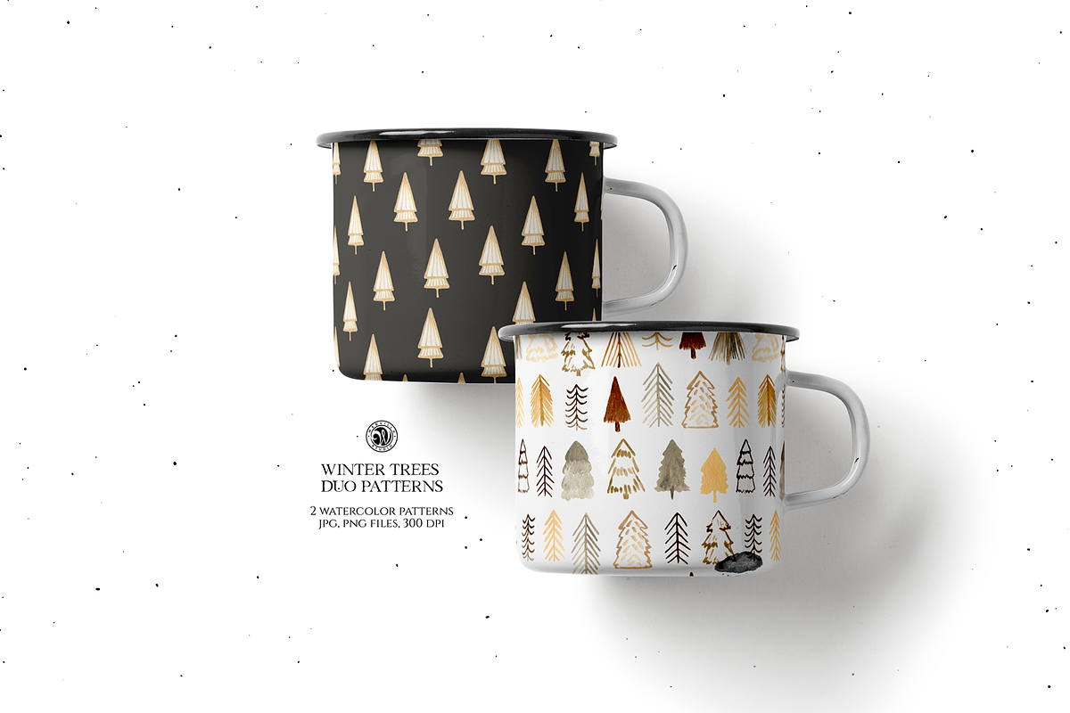 Winter Trees Watercolor Duo Patterns, a Pattern Graphic by Webvilla Studio (Photo 5 of 7)