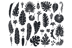 Jungle Leaves Silhouettes. Exotic