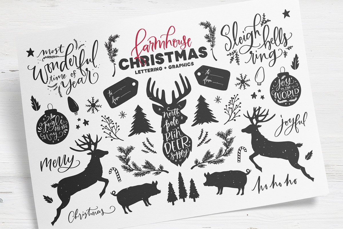 Farmhouse Christmas Lettering Kit, an Illustration by Callie Rian & Co. (Photo 3 of 16)