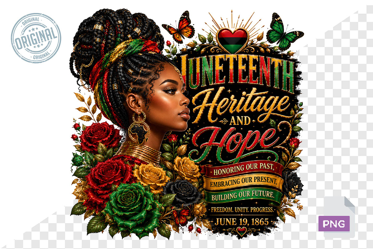 Juneteenth PNG, Black Woman, a Seasonal Illustration by CreationArt (Photo 7 of 7)