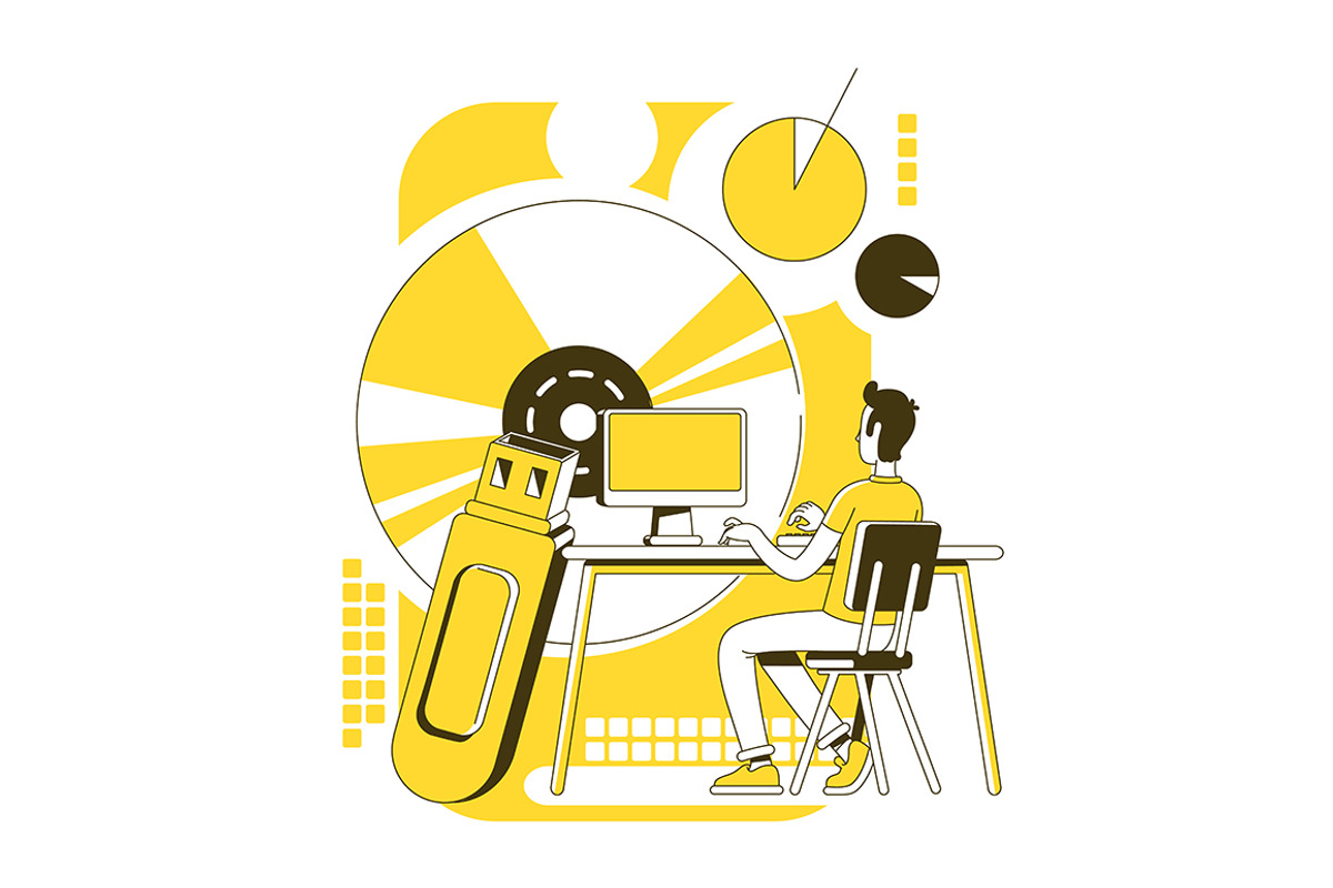 Storage media concept illustrations, a Technology Illustration by IMG visuals characters (Photo 3 of 9)