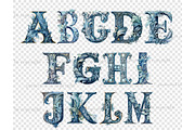 Blue Flowers Alphabet Clipart, a Decorative Illustration by GlamArtZhanna (Thumbnail 4 of 5)