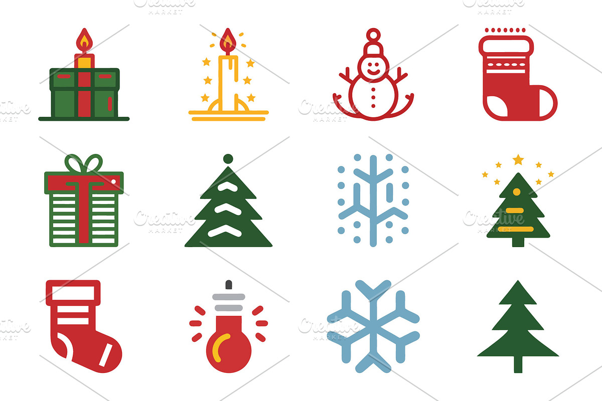 Christmas Holiday Icons Christmas, a Branding & Logo Template by Vectorium Studio
