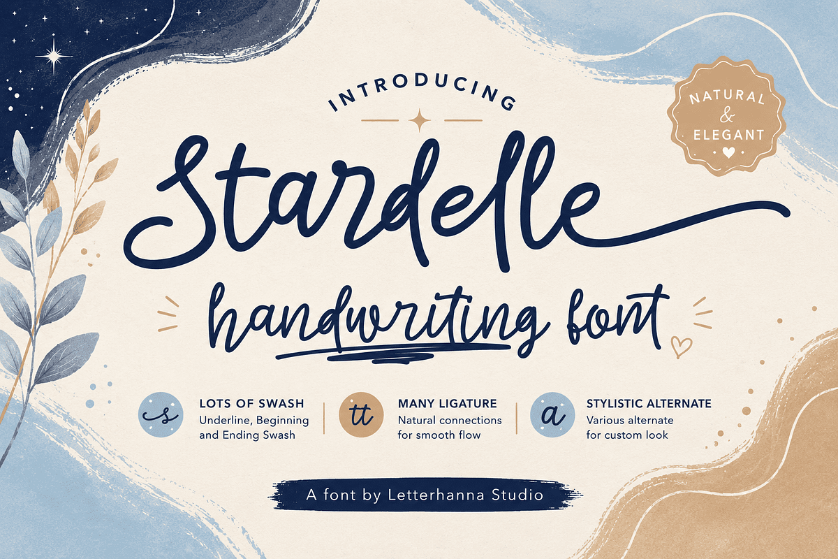 Stardelle Font, a Handwritten Font by Letterhanna Studio (Photo 1 of 11)