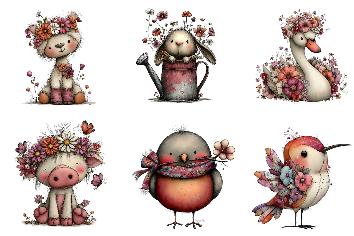 Whimsical spring animals clipart, an Illustration by CreationArt (Photo 2 of 5)