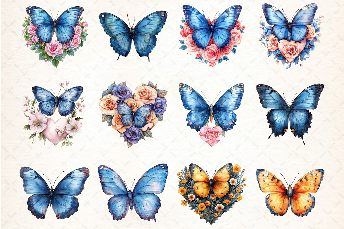 Butterfly Roses Clipart, an Illustration by DreamCafeArt (Photo 2 of 6)