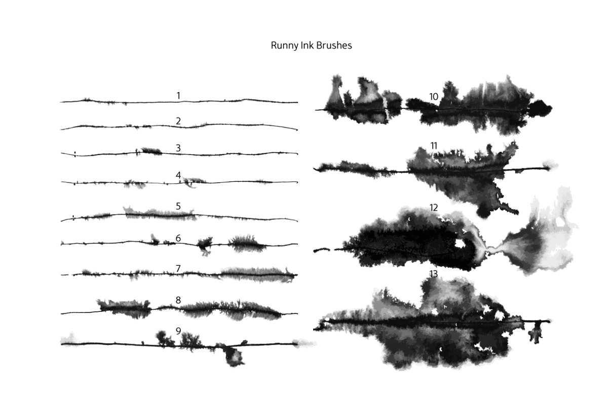 Runny Ink Brushes for Illustrator, a Brush Add-On by Mazheika Store (Photo 6 of 7)