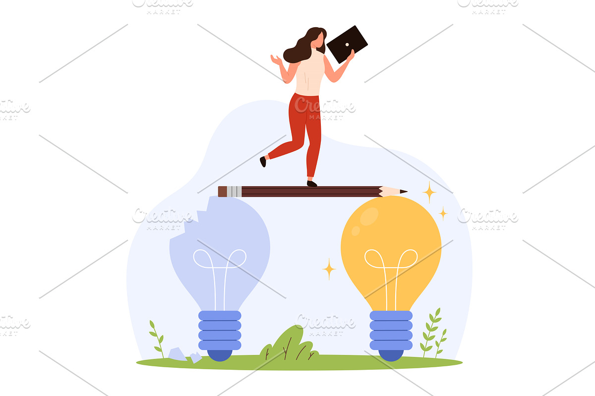 Crossing Pencil Bridge Between, an Education Illustration by Flashvector