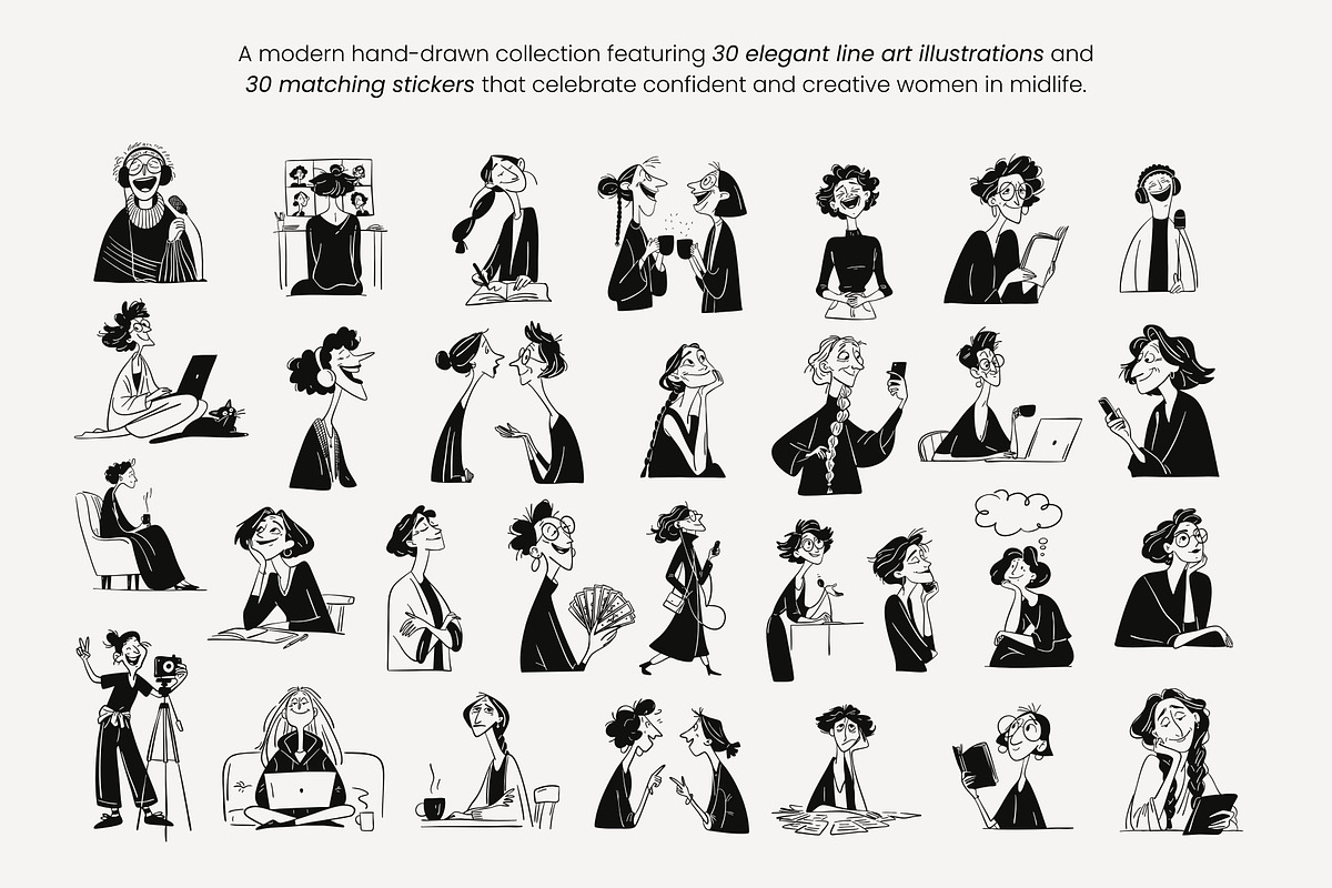 Midlife Women: Hand-Drawn Line Art, a Person Illustration by Veyla (Photo 3 of 11)