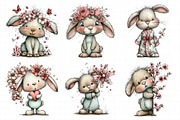 Bunny and Flowers Clipart Png, an Illustration by Daily.Designs (Thumbnail 3 of 7)
