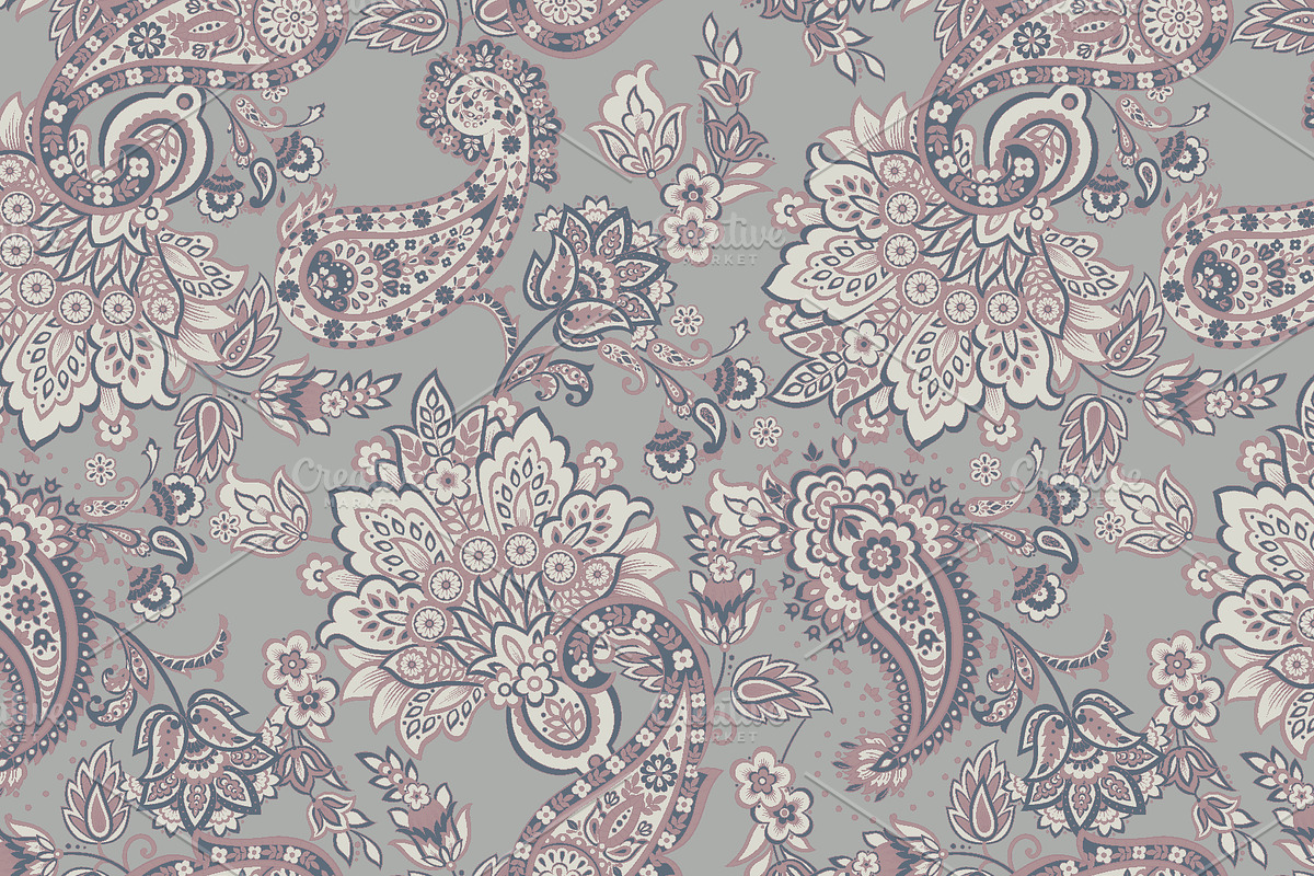 Paisley floral seamless pattern, a Pattern Graphic by antalogiya (Photo 4 of 5)