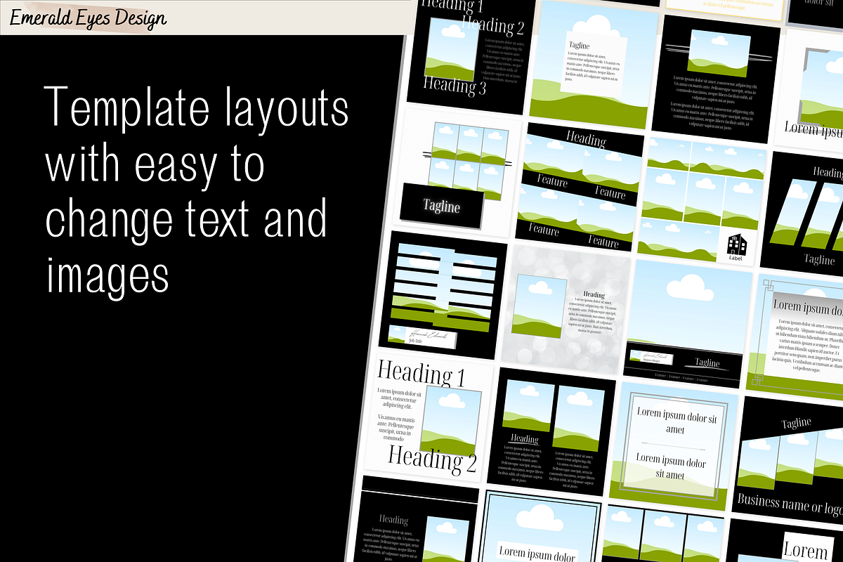 455 Canva Black Instagram Template, a Social Media Template by Emerald Eyes Design (Photo 8 of 12)