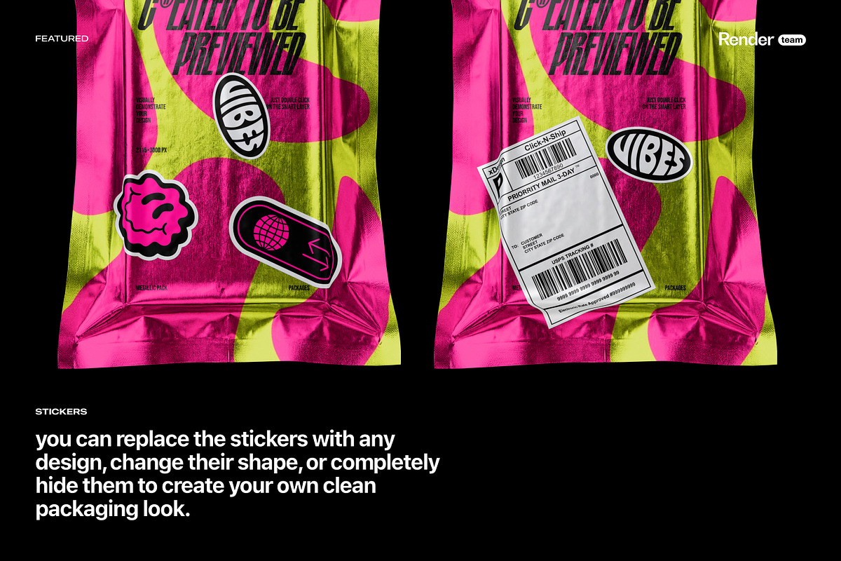 Metallic Foil Bag Mockup Set, a Packaging Mockup by Renderteam (Photo 4 of 22)