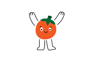 Funny tomato character is hands up, a Food Illustration by GraphiShop