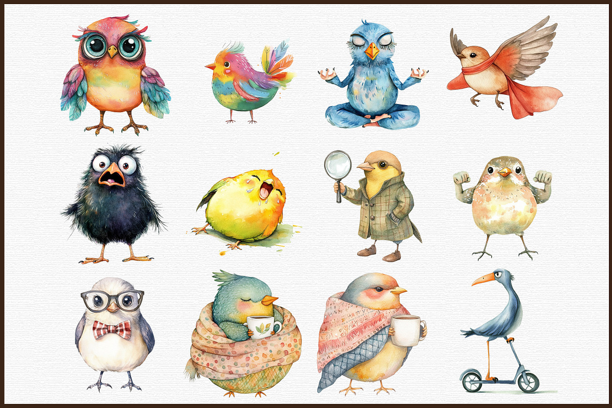Funny Bird Clipart Bundle Funny Bird, an Illustration by Sublimation Artist (Photo 3 of 6)