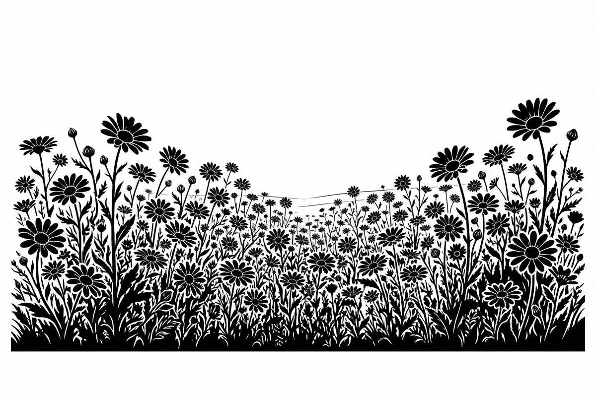 60 Daisy Flower Field Silhouette, a Seasonal Illustration by Amazin_art (Photo 8 of 36)