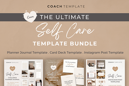 Self Care eBook Template Bundle, a Brochure Template by COACHTEMPLATE