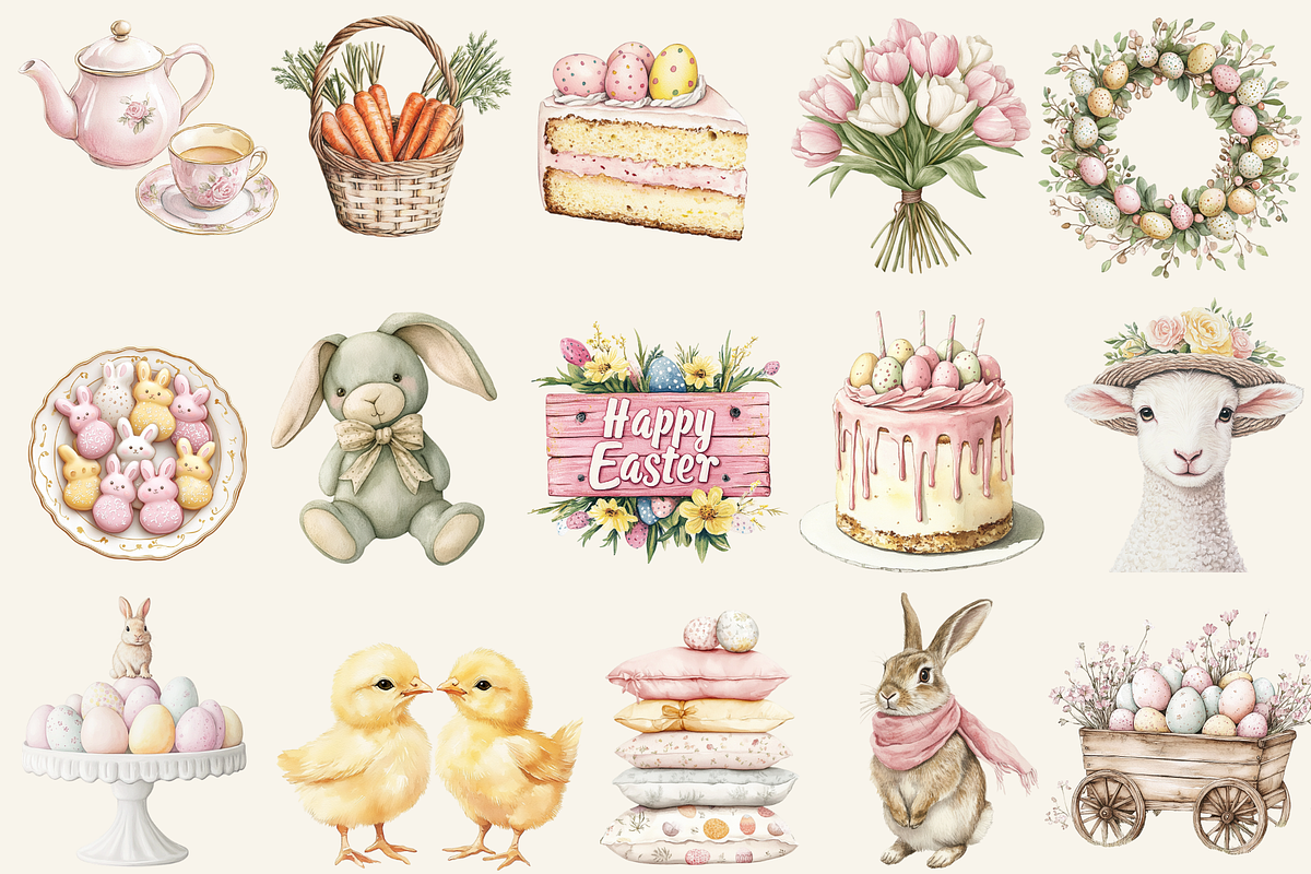 Sunny Easter Day Clipart, an Illustration by NadiaTheronArt (Photo 2 of 5)