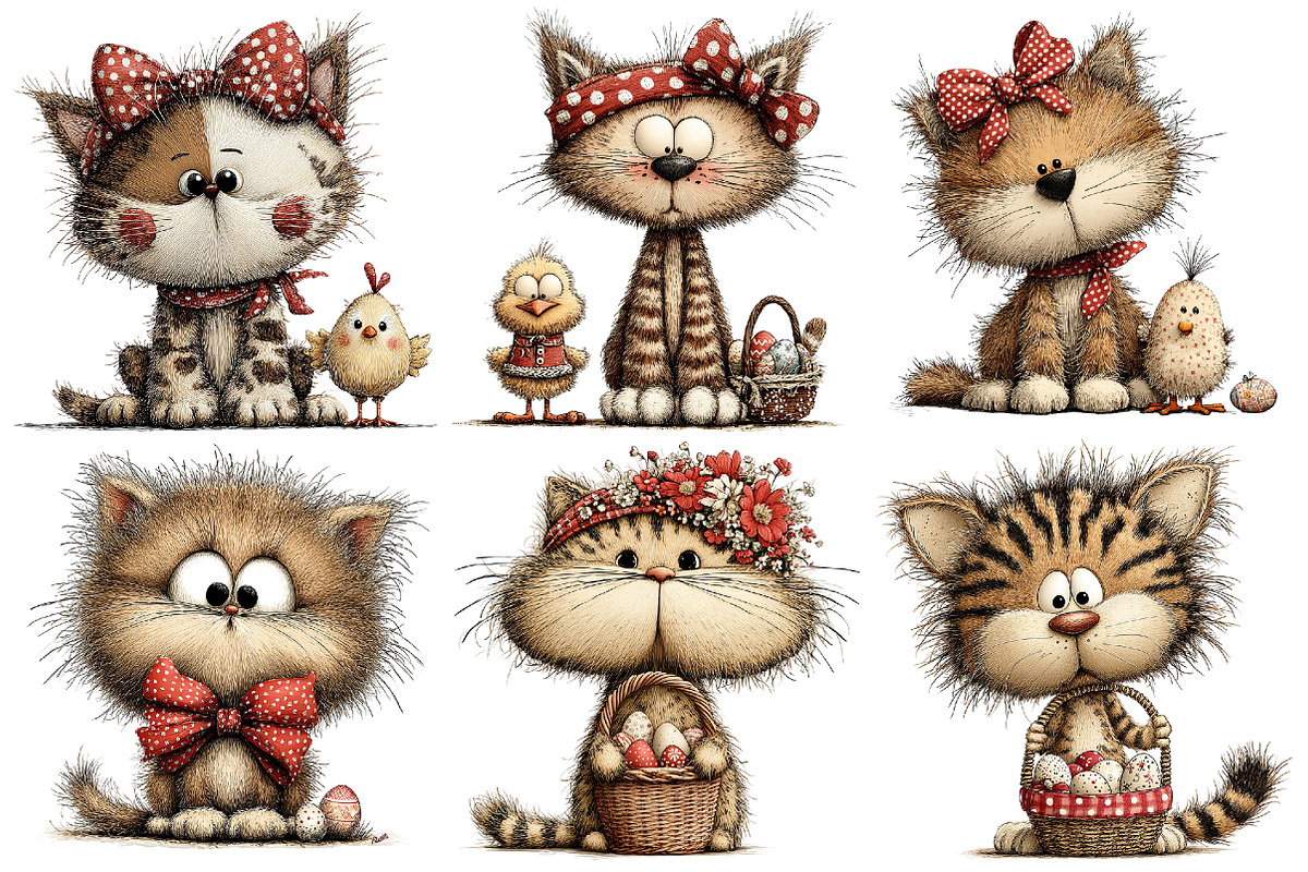 Whimsical Easter Cat Clipart, an Illustration by Pixels.Craft (Photo 4 of 5)