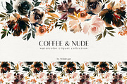 Coffe & Nude Watercolor Flowers PNG, a Decorative Illustration by whiteheartdesign (Thumbnail 1 of 11)