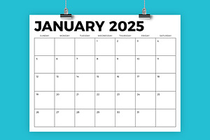 2025 8.5 X 11 Inch Calendar Template