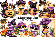 Cute Cat Summer ween Clipart, an Animal Illustration by SVGArt (Thumbnail 1 of 3)