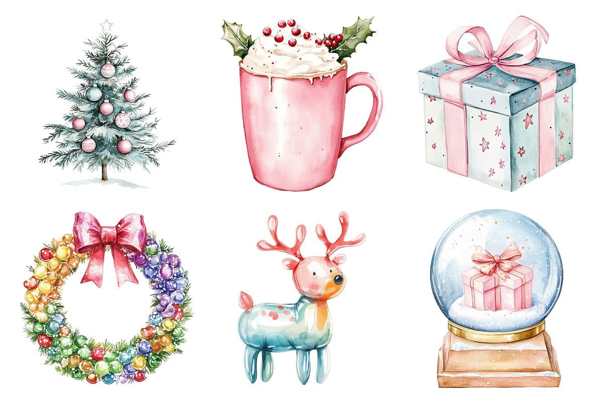 Pastel Preppy Christmas Clipart, an Illustration by Daily.Designs (Photo 4 of 5)