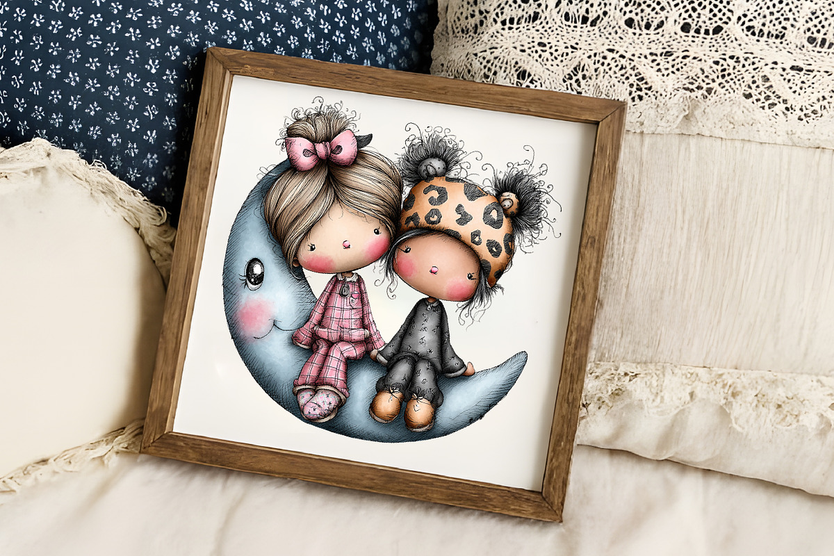 Cute Whimsical Couple Clipart Set, a Person Illustration by RobertsArt (Photo 4 of 7)