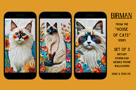 Mobile Phone Wallpapers (Birman), a Wallpaper Graphic by Shisa Images