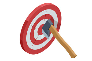 Isometric throw Axe in wood target, a Sport Illustration by Golden Sikorka