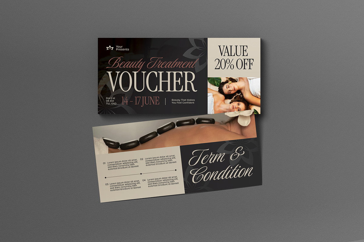 Beauty Treatment Gift Voucher, a Card Template by graphicook (Photo 1 of 3)