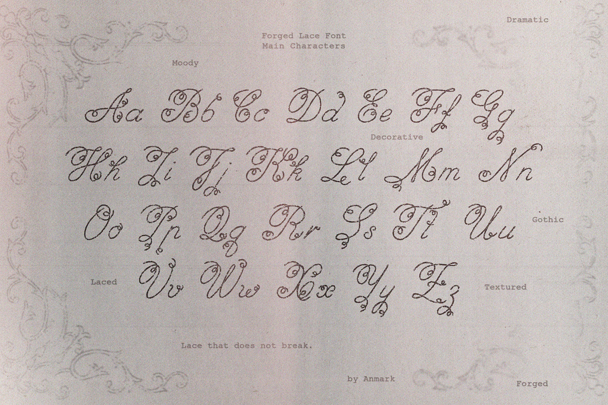 Forged Lace Romantic Gothic Font, a Script Font by AnMark (Photo 9 of 12)