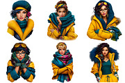 Modern Winter Girls Clipart Bundle, an Illustration by Craft Nest (Thumbnail 5 of 8)